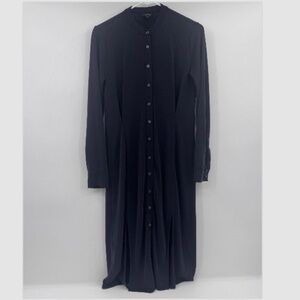 Lucky Brand Dress Women XS Blue LongSleeve Buttons Midi Lagen Coastal Minimalist